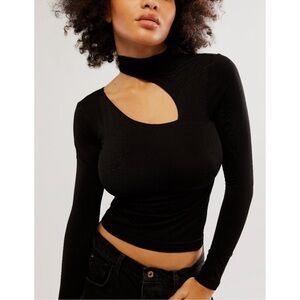 NWT FREE PEOPLE Cut It Out Seamless Long Sleeve / Black L/XL